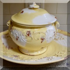 K01. Soup Tureen and platter platter. 17”x15” Soup tureen alone is 10” high - $32 